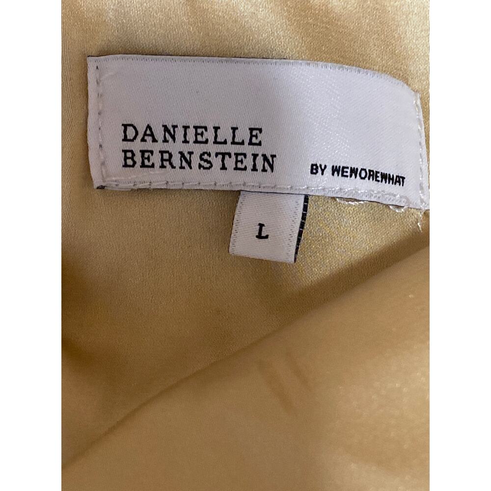 Danielle Bernstein Gold Yellow Silk Satin Halter Cutout Pencil Midi Dress Size L - Picture 4 of 5